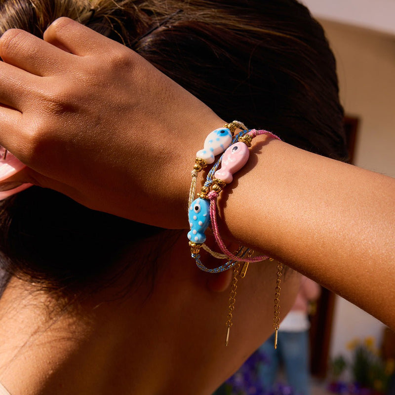 Pulsera de fantasía, pez de colores, en acero inoxidable, para mujer, modelo Isara