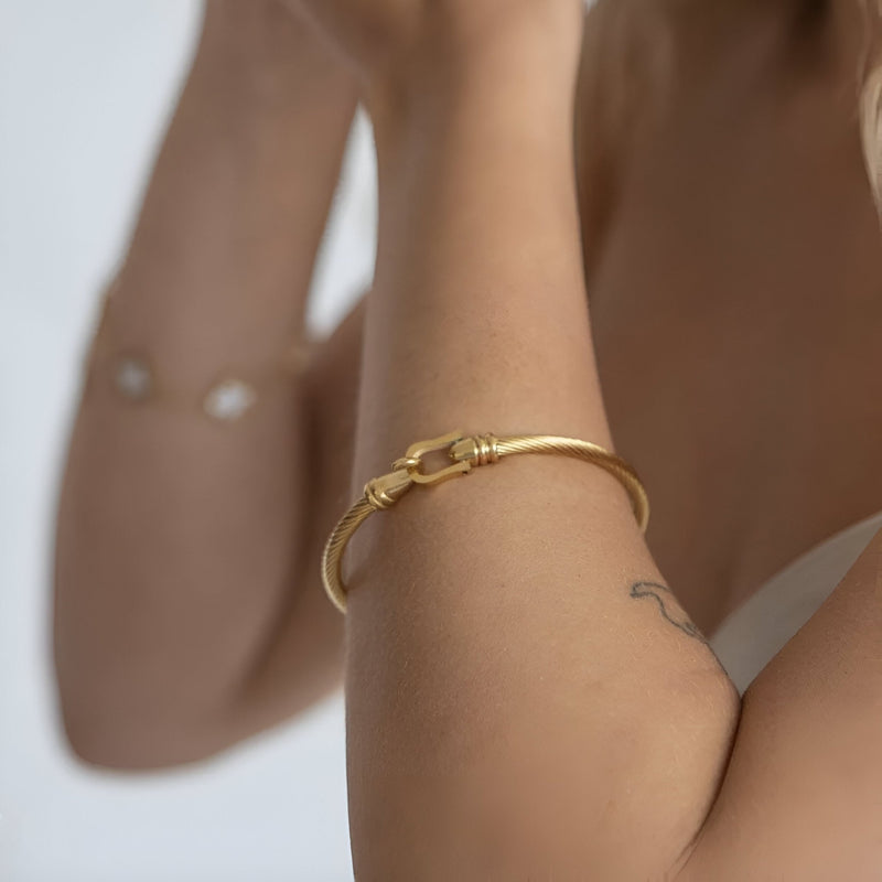 Pulsera herradura, de acero inoxidable, para mujer, modelo Léandre