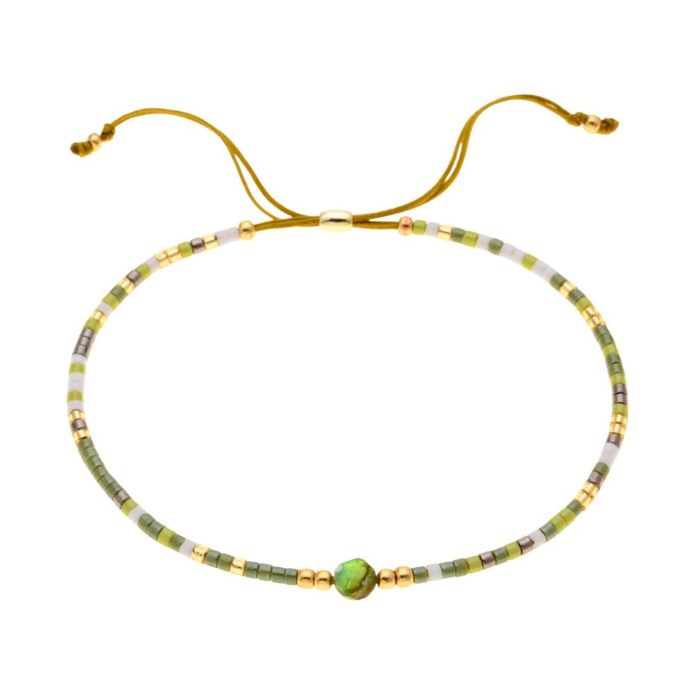 Bracelet fin en perles du Japon Miyuki, perle centrale, pour femme, modèle Kohana - La Boutique du Bracelet