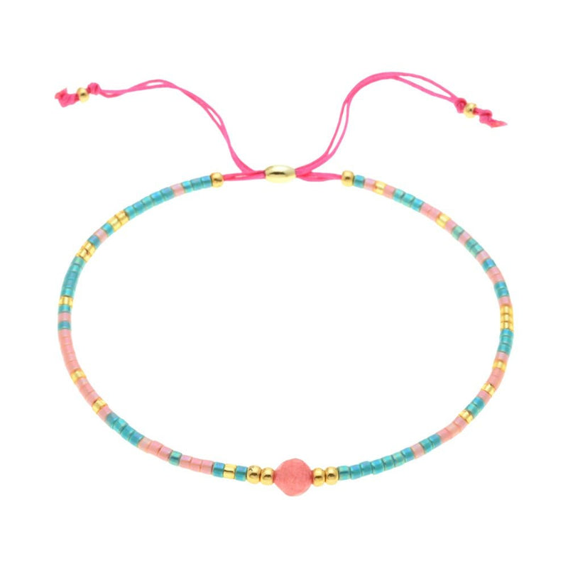 Bracelet fin en perles du Japon Miyuki, perle centrale, pour femme, modèle Kohana - La Boutique du Bracelet