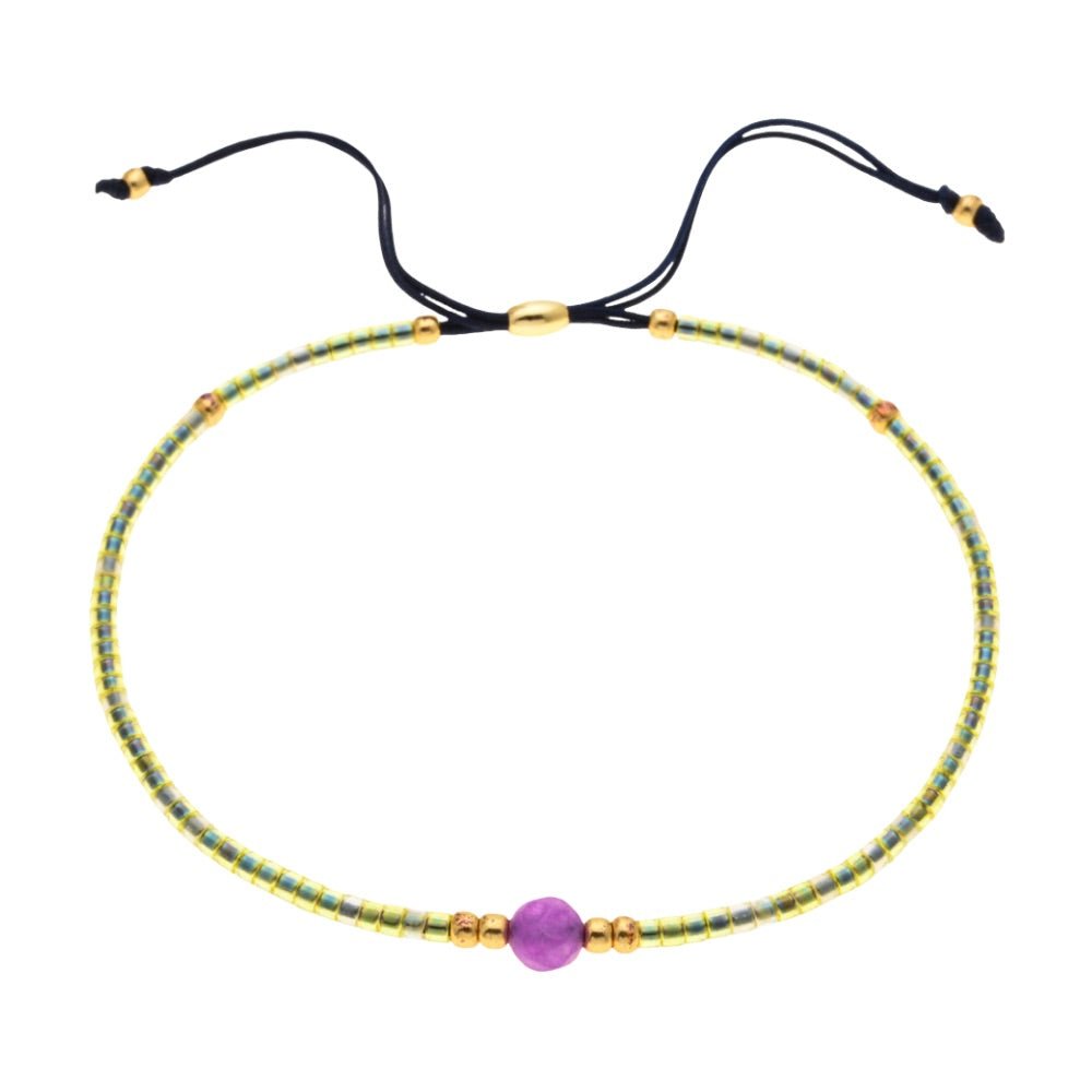 Bracelet fin en perles du Japon Miyuki, perle centrale, pour femme, modèle Kohana - La Boutique du Bracelet