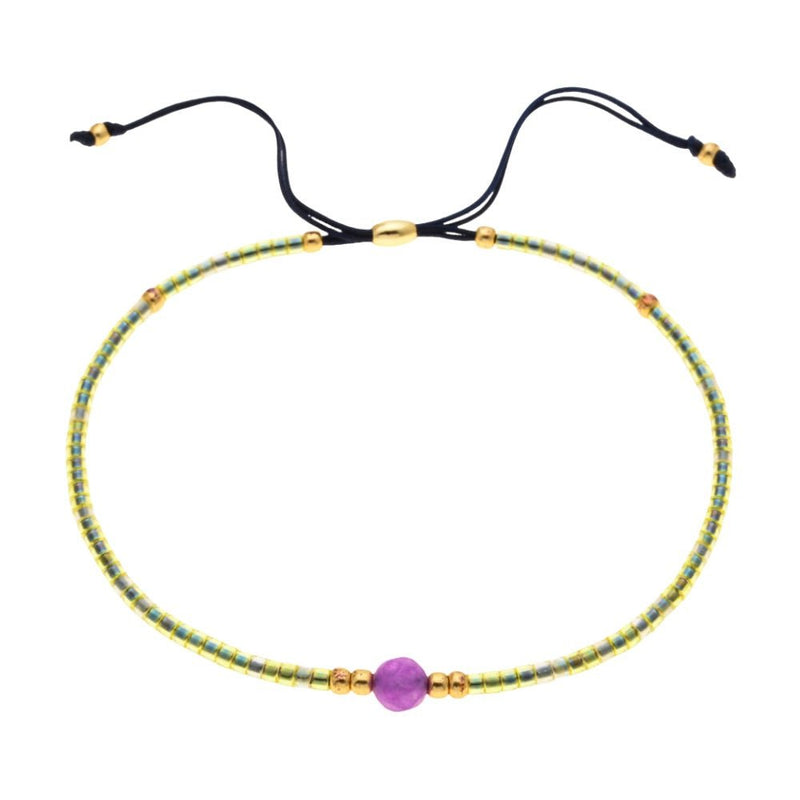 Bracelet fin en perles du Japon Miyuki, perle centrale, pour femme, modèle Kohana - La Boutique du Bracelet