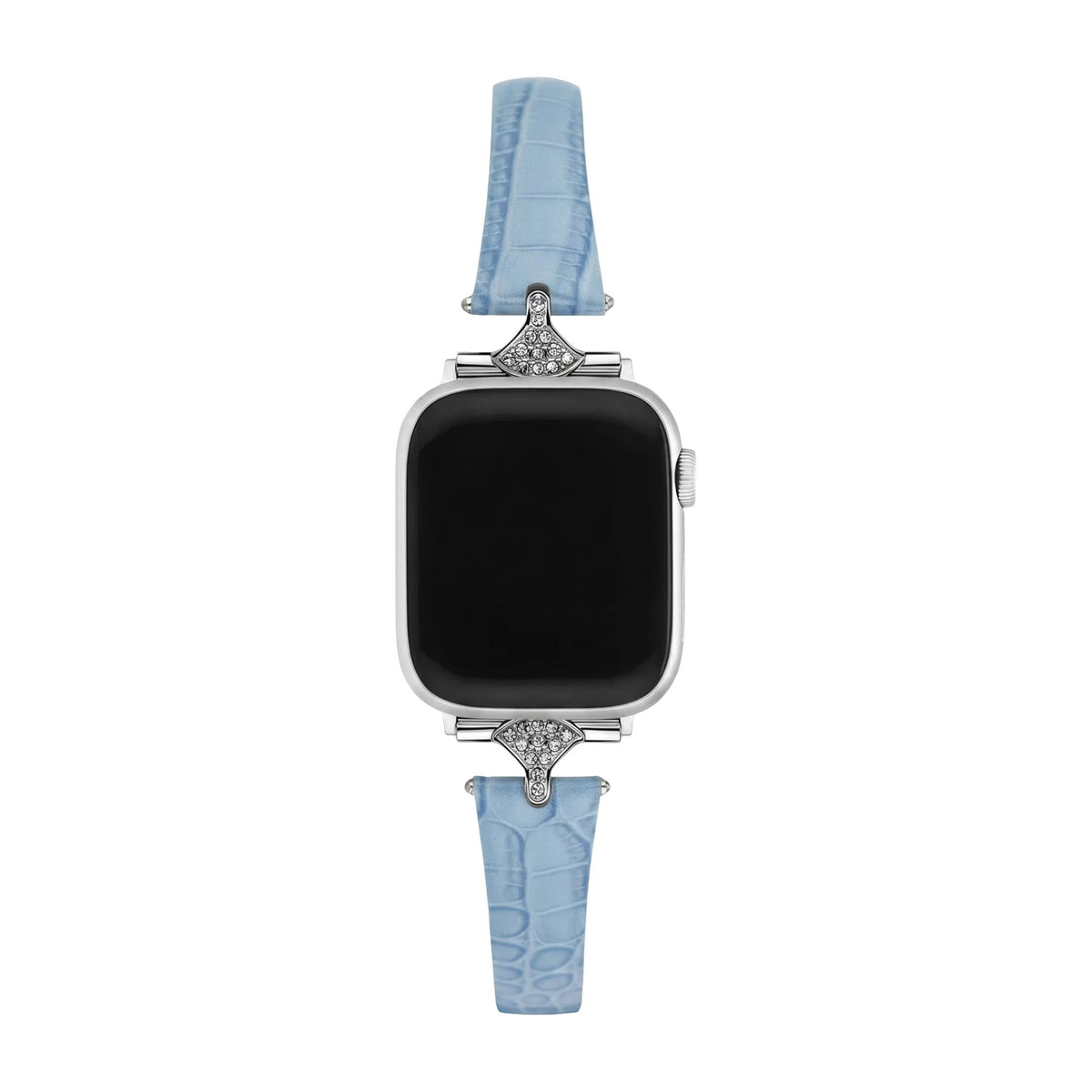 Bracciale sottile da donna, similpelle effetto coccodrillo, connettori con strass brillanti, compatibile con Apple Watch, eleganza al polso, modello Crozia