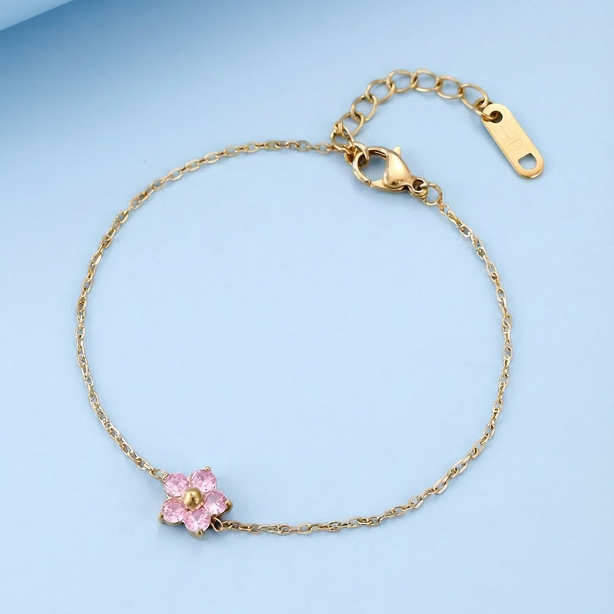 Bracelet fleur colorée, en acier inoxydable, pour femme, modèle Nyla