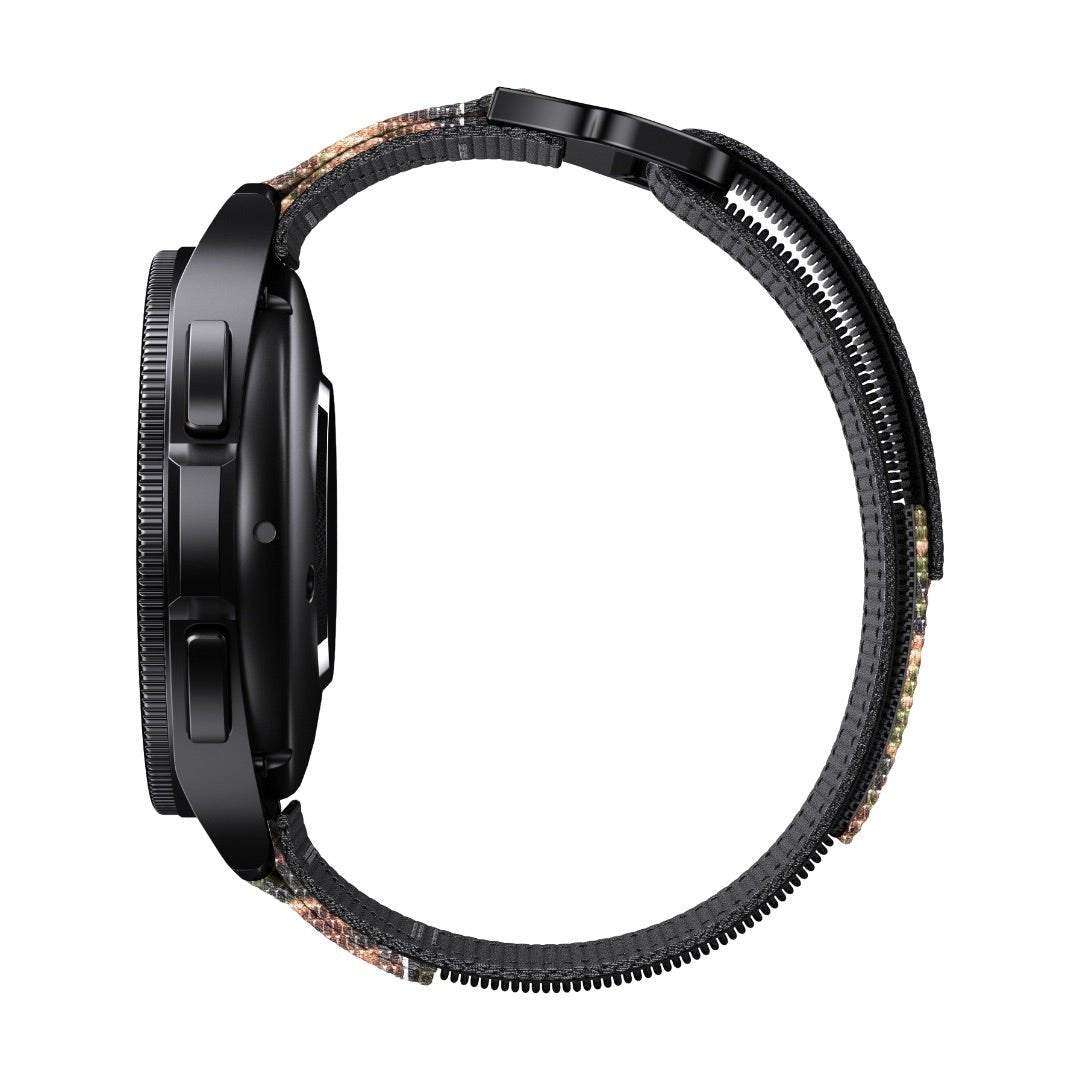 Bracelet Garmin sport en nylon noir ultra solide avec boucle noire, style outdoor réglable.