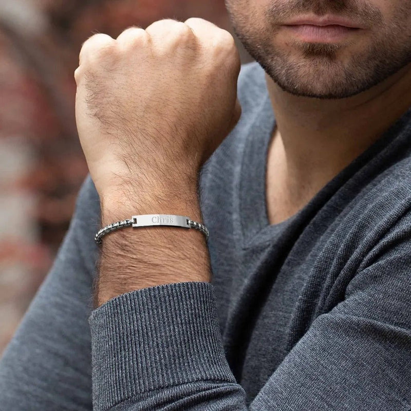 Pulsera tipo esclava personalizada, de titanio, malla veneciana, modelo Tako