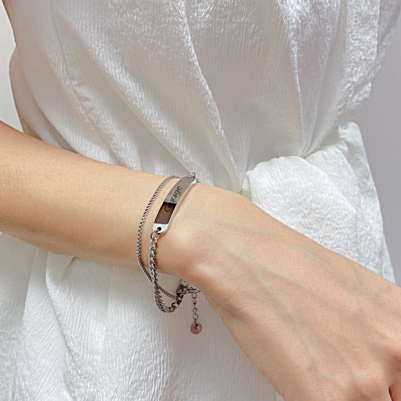 Pulsera tipo esclava personalizada, de acero inoxidable, ajustable, para mujer, modelo Lilou