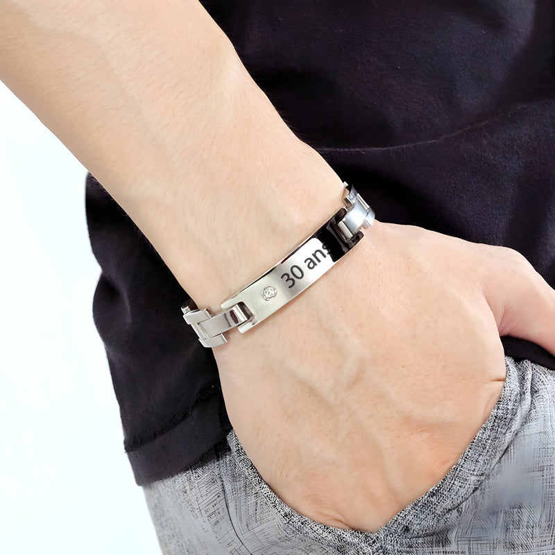 Pulsera magnética personalizada de acero inoxidable con piedra de circonio, unisex, modelo Harley