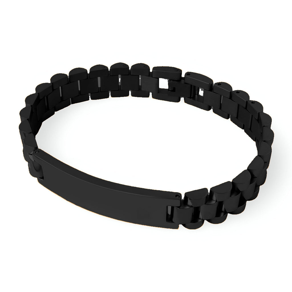 Bracelet gourmette personnalisée, en titane plaqué or, style bracelet de montre, modèle Léna - La Boutique du Bracelet