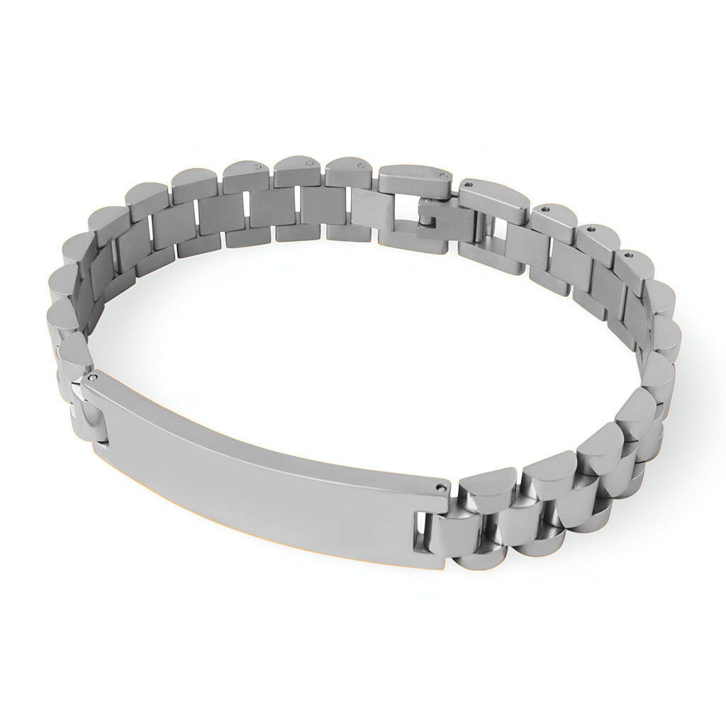 Bracelet gourmette personnalisée, en titane plaqué or, style bracelet de montre, modèle Léna - La Boutique du Bracelet