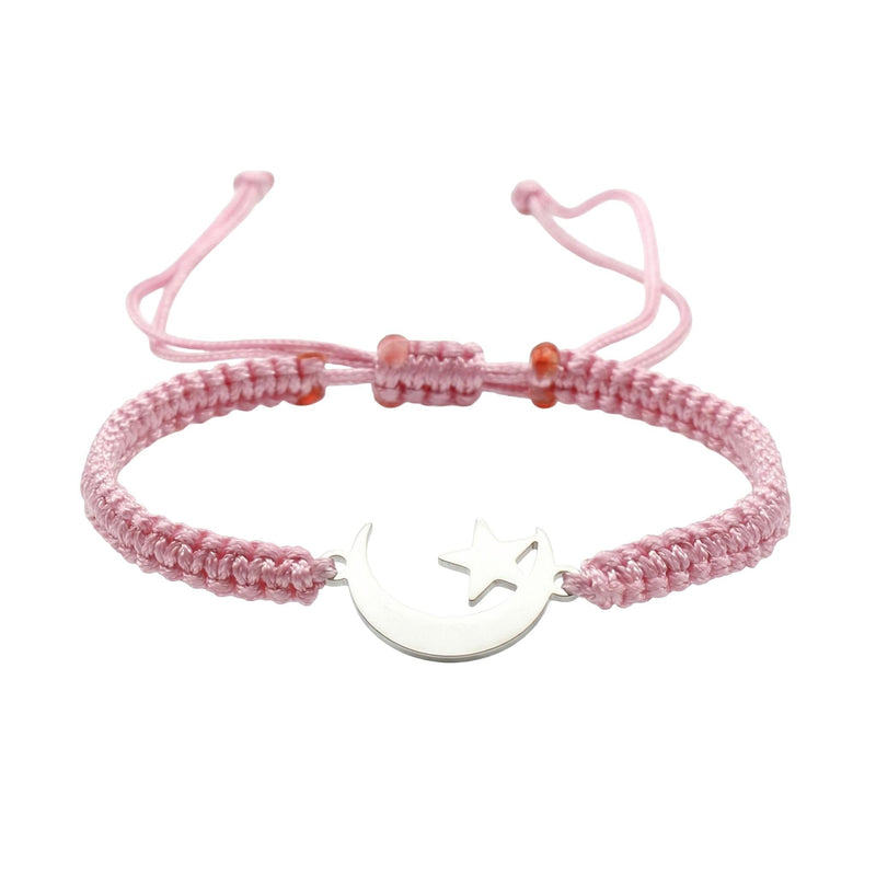 Bracelet Hilal en Acier Inoxydable et Nylon, Lien Tressé Résistant, Symbole de Foi Élégant, modèle Eman