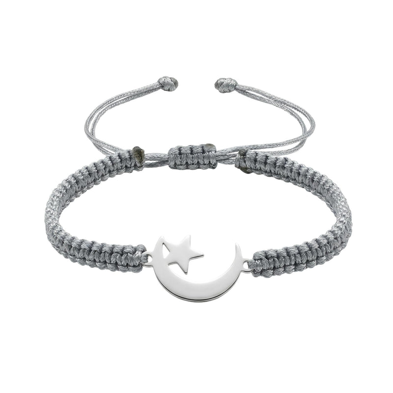 Bracelet Hilal en Acier Inoxydable et Nylon, Lien Tressé Résistant, Symbole de Foi Élégant, modèle Eman