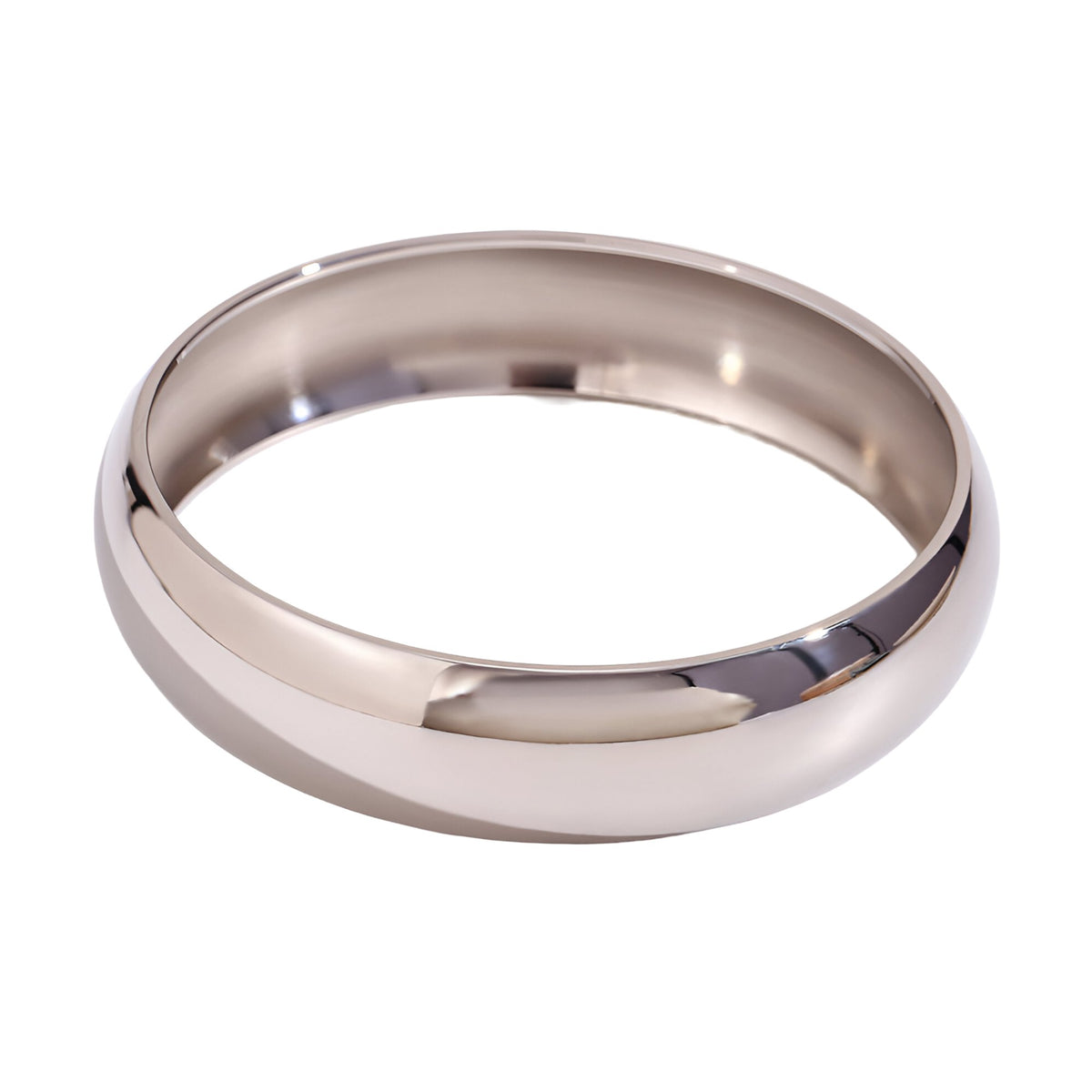 Bracelet jonc en acier inoxydable argenté, design lisse et épuré, finition brillante.
