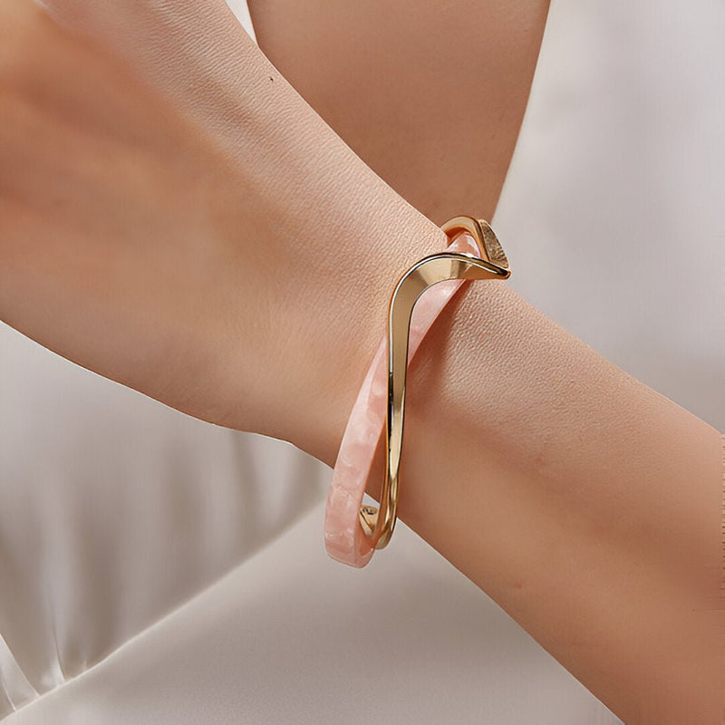 Brazalete rígido, de acrílico y metal, para mujer, modelo Denira