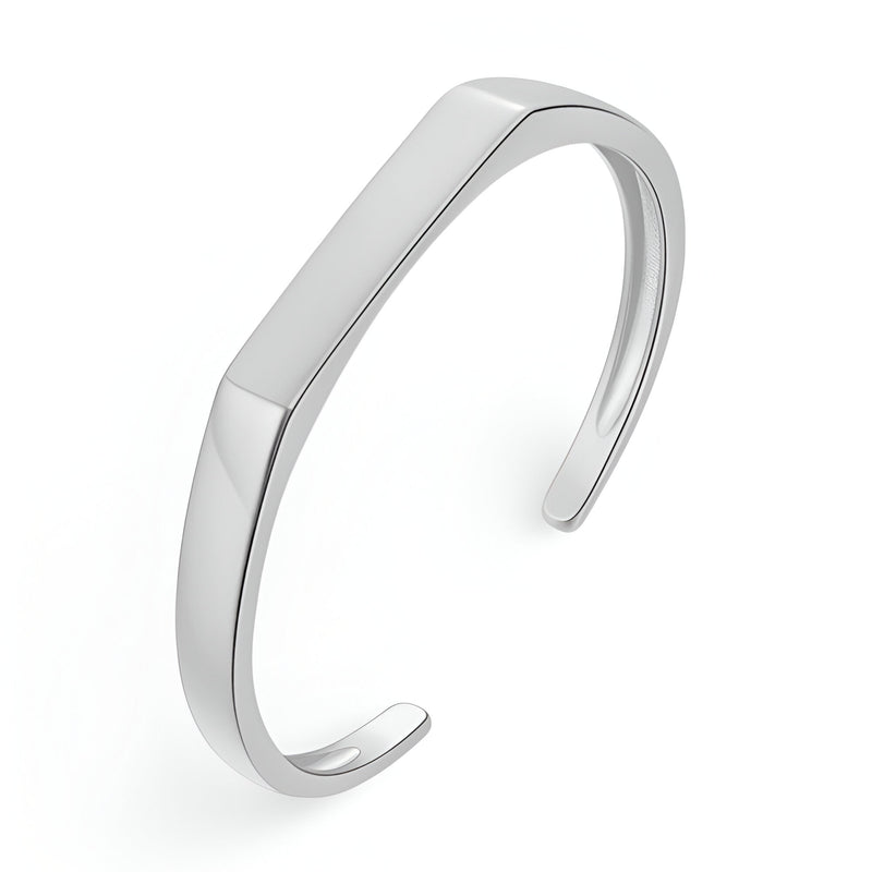 Bracelet jonc en titane argenté, design épuré et minimaliste pour homme, modèle Morin.