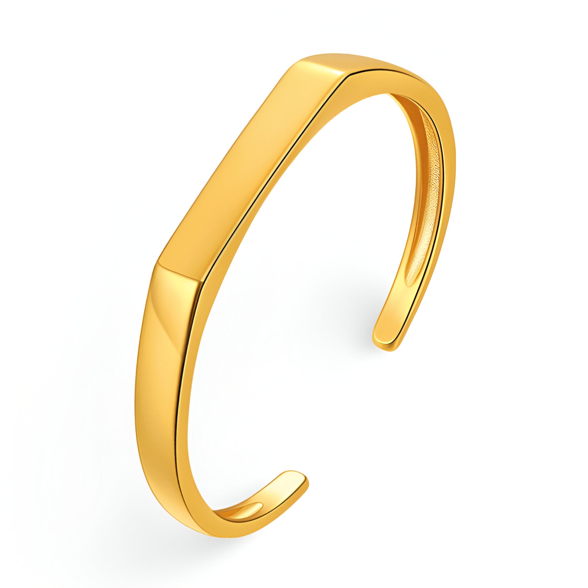 Bracelet jonc en titane doré, design minimaliste et élégant, ouverture ajustable, modèle Morin homme.