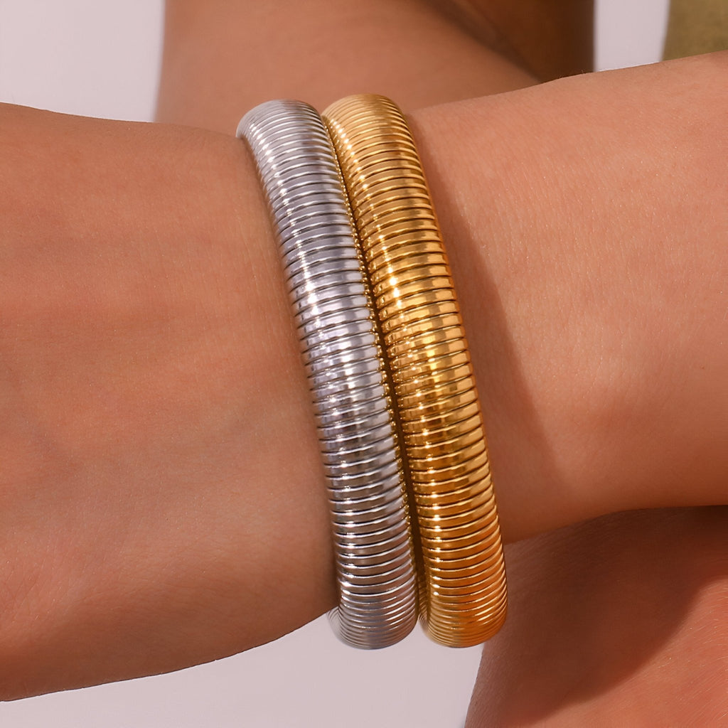 Bracelet jonc, flexible maille, en acier inoxydable modèle Aliza - La Boutique du Bracelet