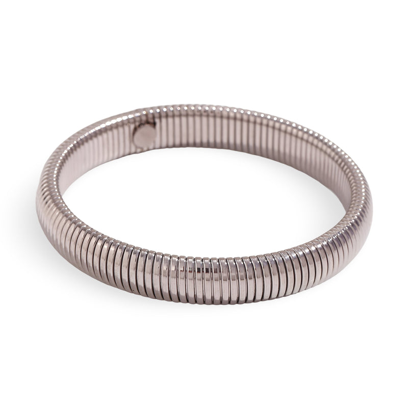 Bracelet jonc flexible en acier inoxydable argenté à maille fine modèle Aliza.