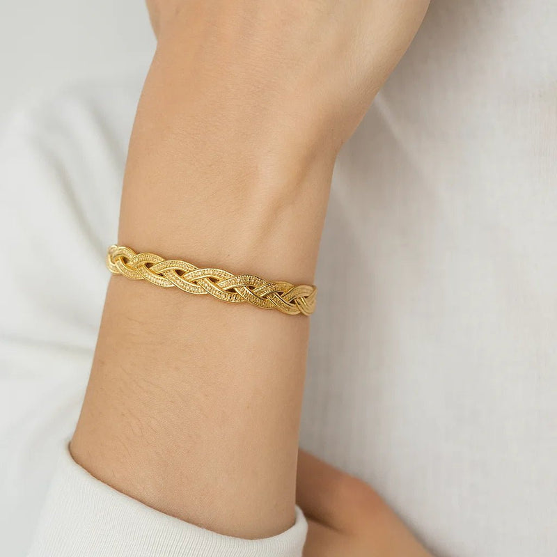 Brazalete abierto, nudo celta, de acero inoxidable, para mujer, modelo Calya