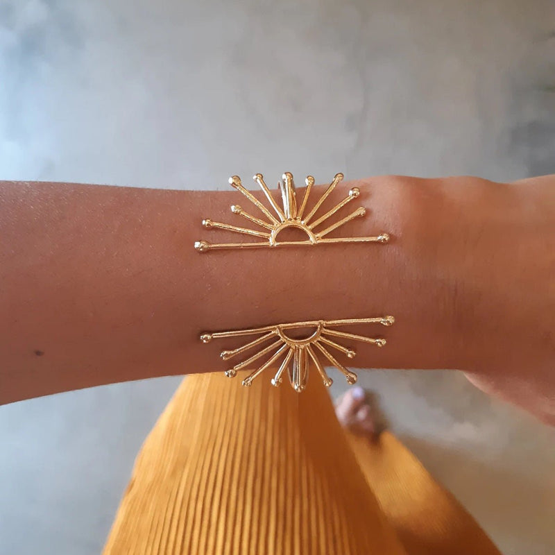 Brazalete abierto, estilo girasol, de acero inoxidable, para mujer, modelo Sona