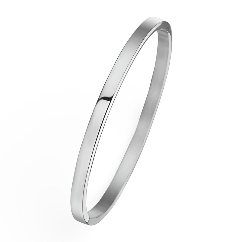 Bracelet jonc fin en titane plaqué argent, design lisse et minimaliste.