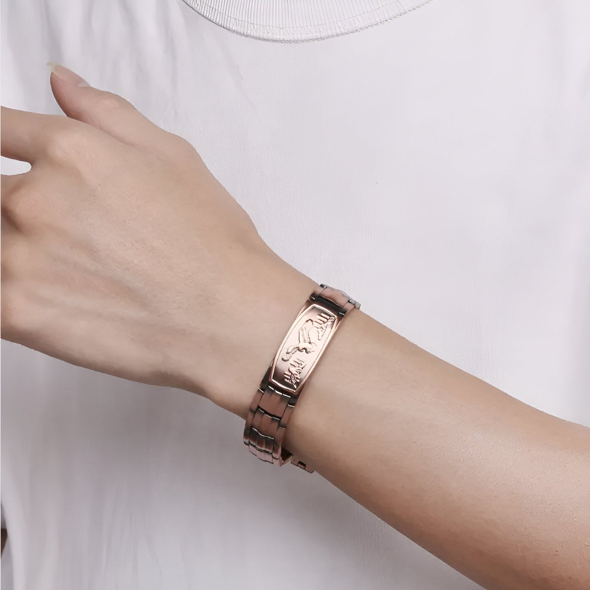 Bracelet magnétique en cuivre bronze à motif aigle, style masculin, ajustable.