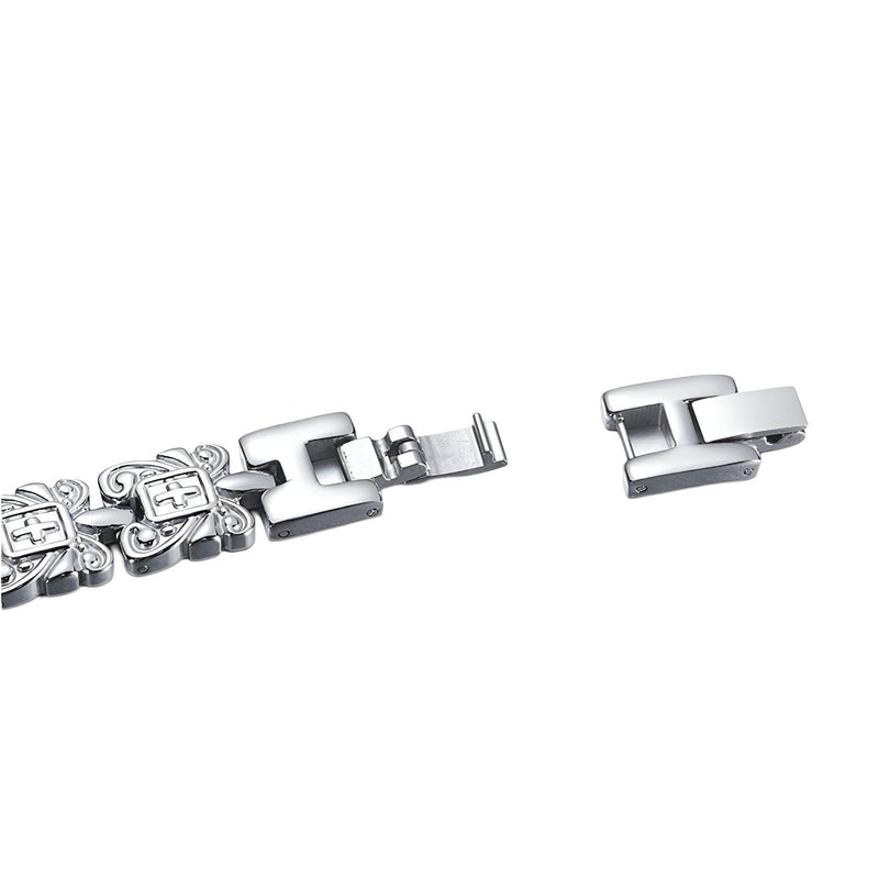 Bracelet magnétique homme en titane gris avec fermoir robuste et design moderne.