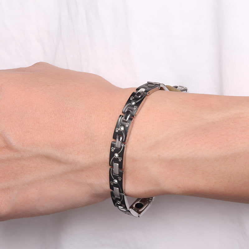Pulsera magnética, huellas de animal, de titanio, para hombre, modelo Gerd