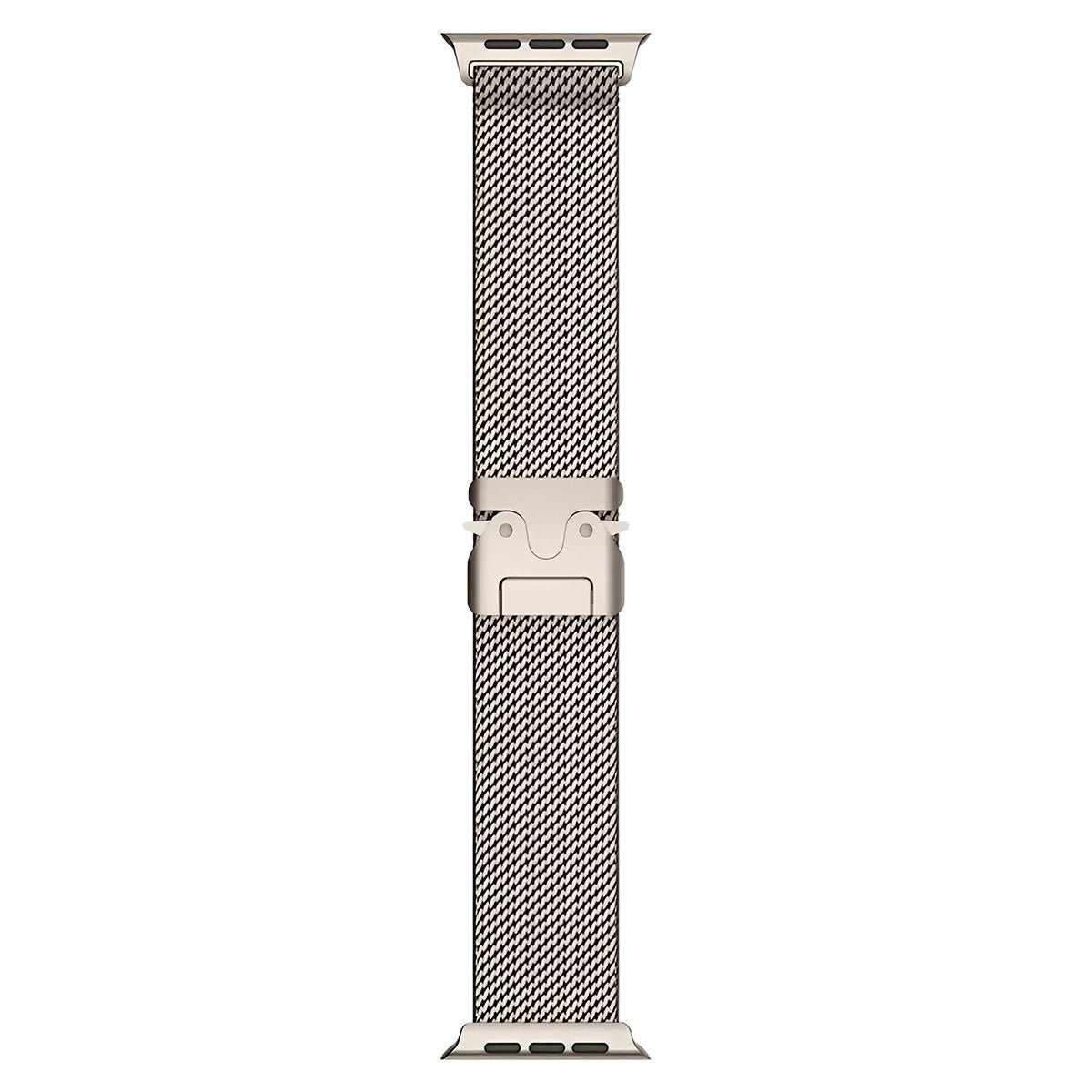 Bracelet maille milanaise argent en acier inoxydable avec fermoir tactique pour Apple Watch.
