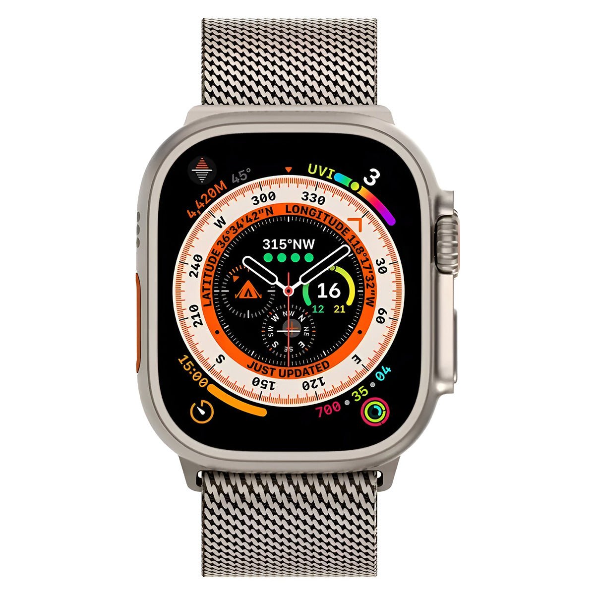 Bracelet milanais en acier inoxydable argenté avec fermoir tactique pour Apple Watch, taille moyenne.