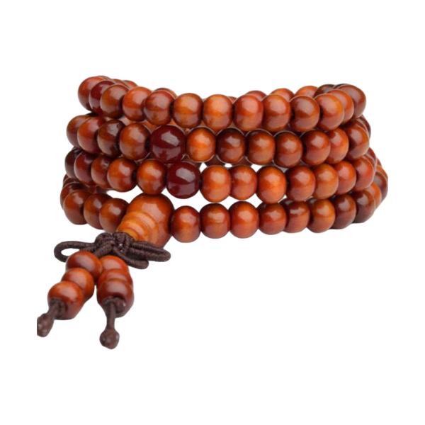Bracelet Mâla Tibétain, Perles en Bois de Santal, Bijou Élastique, Accessoire Zen, Méditation Quotidienne, modèle Logsang