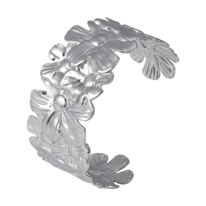 Bracelet manchette, en acier inoxydable, fleurs éclatantes, idéal été, modèle Hortense - La Boutique du Bracelet