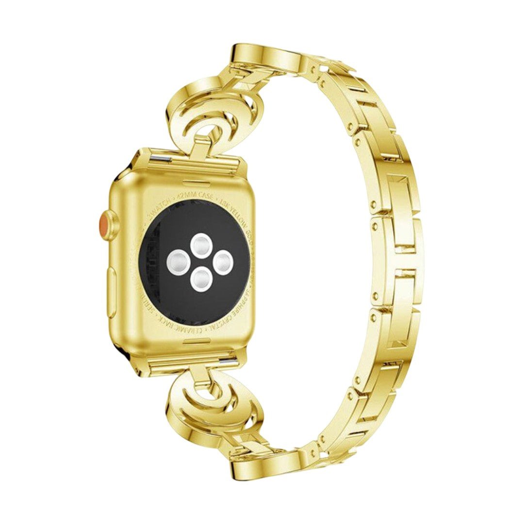 Apple Watch bracelet, circular links with moon motif set with zircons, Gipsy model