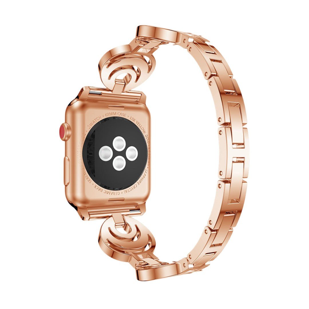 Apple Watch bracelet, circular links with moon motif set with zircons, Gipsy model