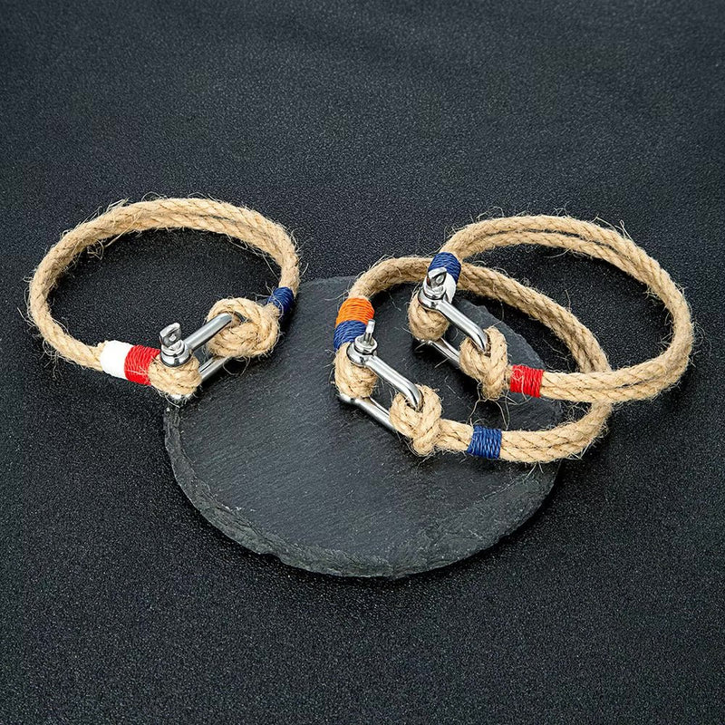 Flinn Carabiner Bracelet, Rope and Stainless Steel, Men's, National Flag Design