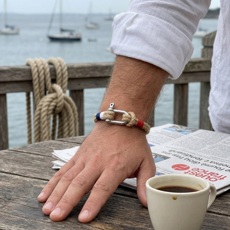 Flinn Carabiner Bracelet, Rope and Stainless Steel, Men's, National Flag Design