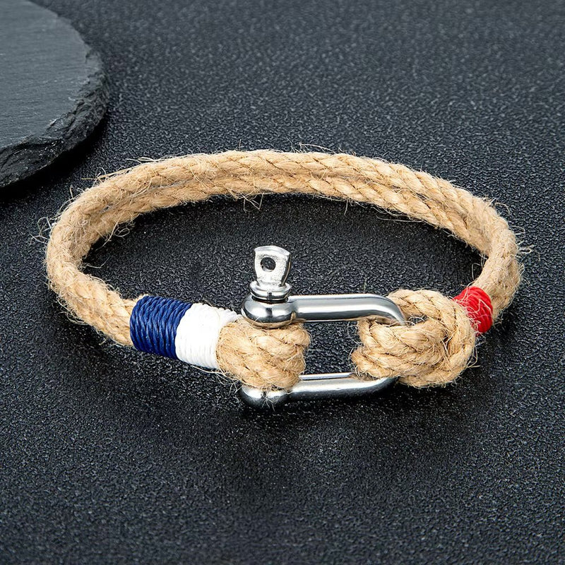 Flinn Carabiner Bracelet, Rope and Stainless Steel, Men's, National Flag Design