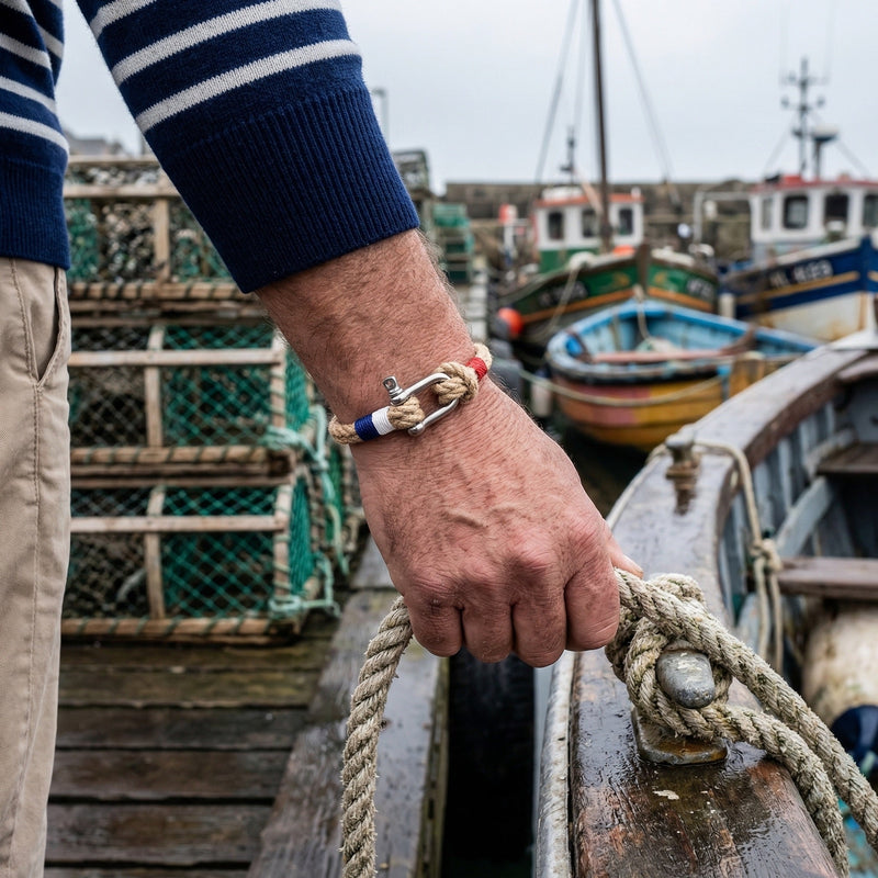Flinn Carabiner Bracelet, Rope and Stainless Steel, Men's, National Flag Design