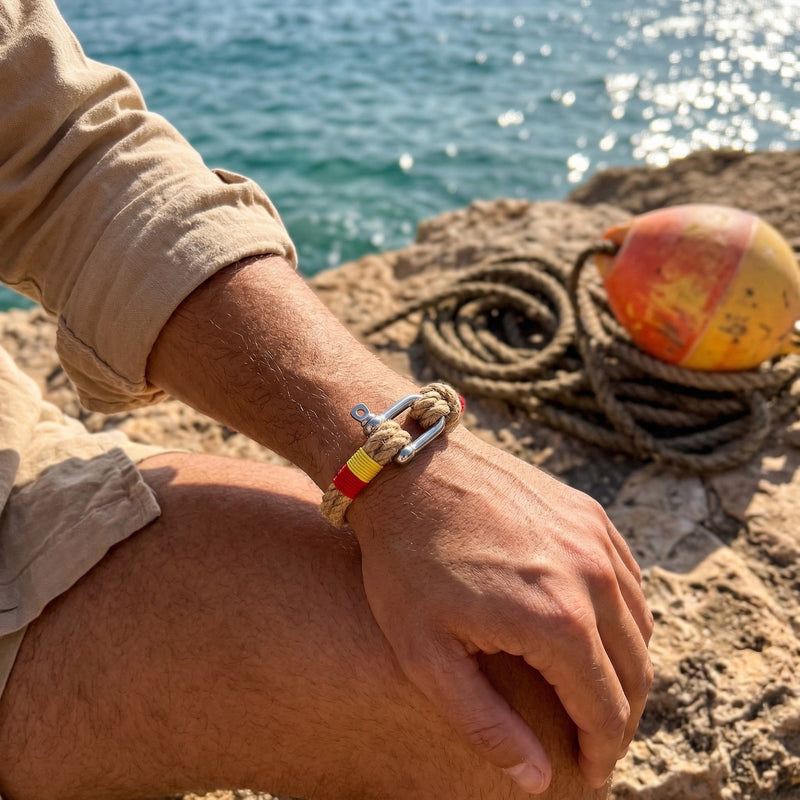 Flinn Carabiner Bracelet, Rope and Stainless Steel, Men's, National Flag Design