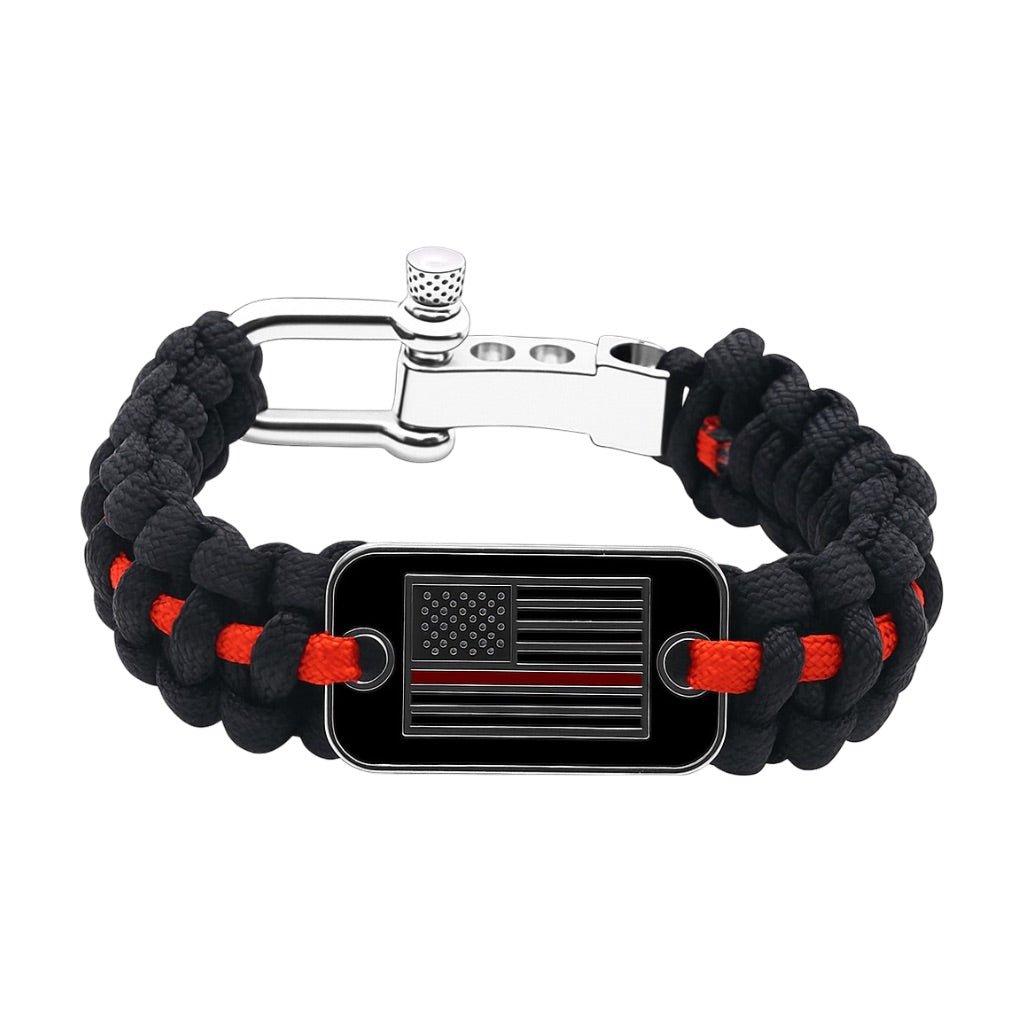 Bracelet mousqueton en paracorde, bracelet de survie pour randonnée et aventure, drapeau américain, modèle Wigum - La Boutique du Bracelet