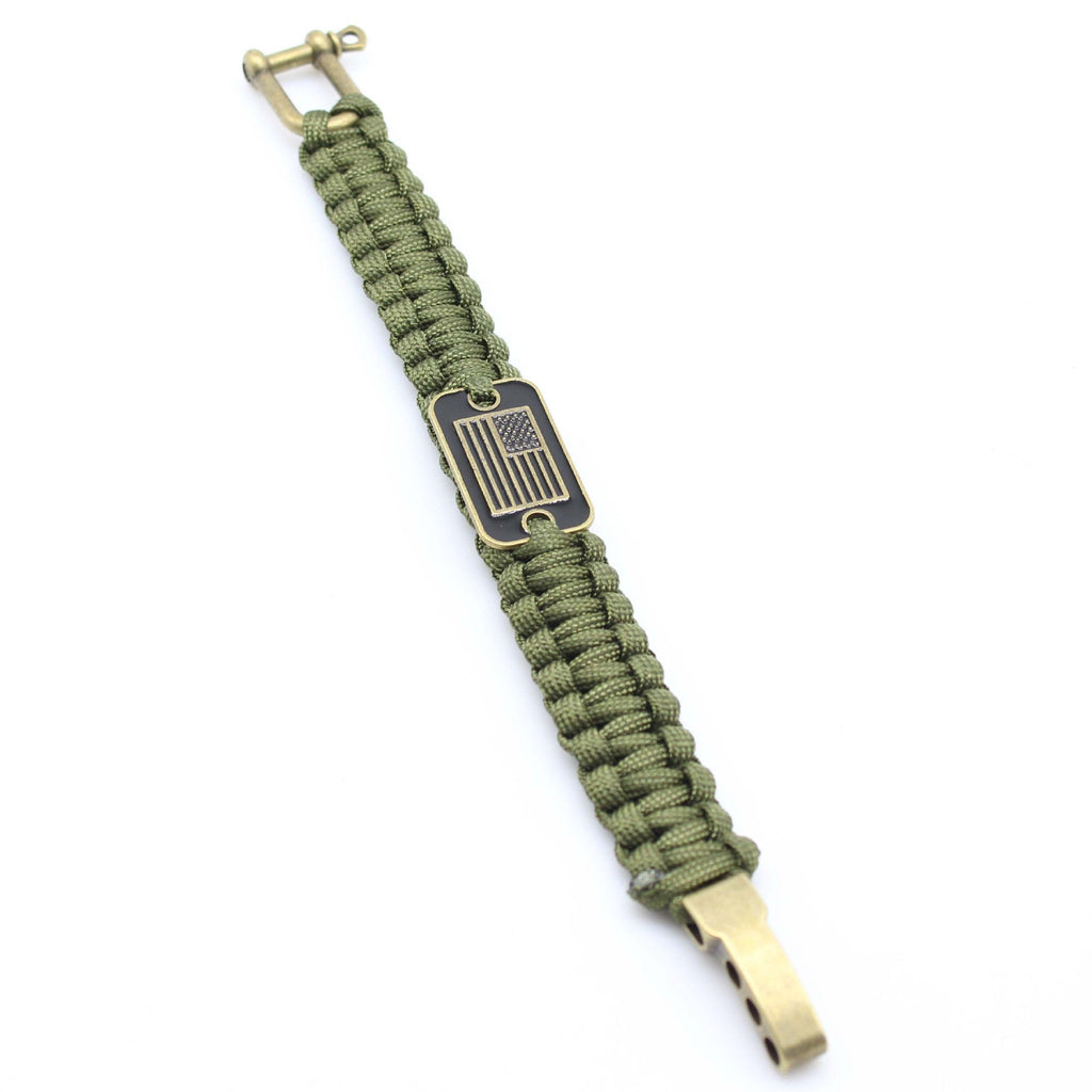 Bracelet mousqueton en paracorde, bracelet de survie pour randonnée et aventure, drapeau américain, modèle Wigum - La Boutique du Bracelet