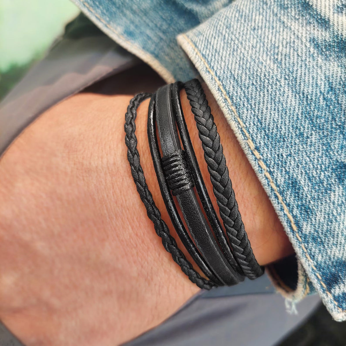 Geflochtenes und gewickeltes Multi-Layer-Armband, Modell Alex