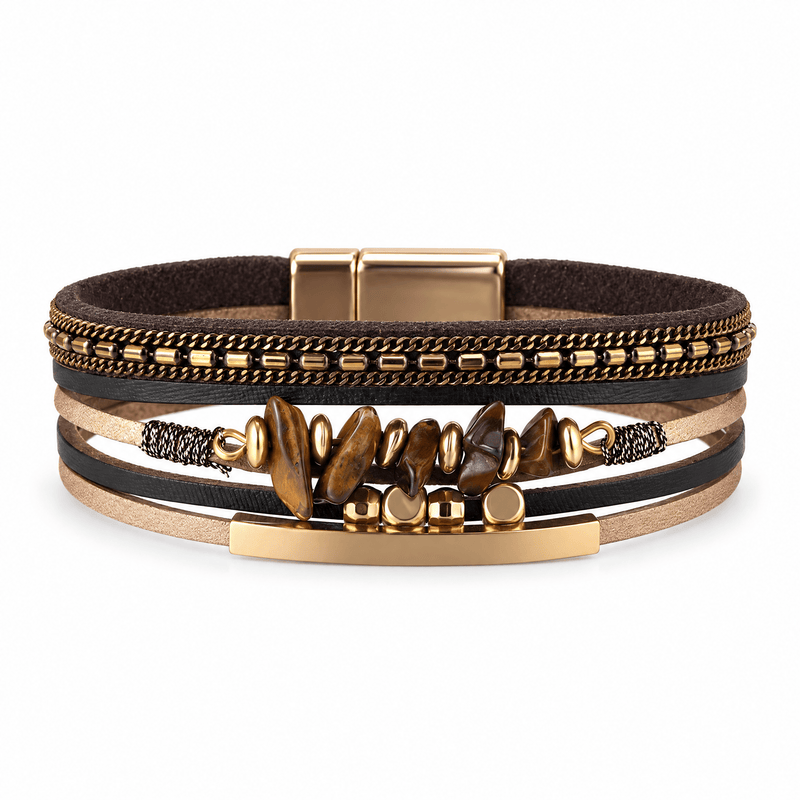 Bracelet Hailey Marron posé de face sur fond blanc