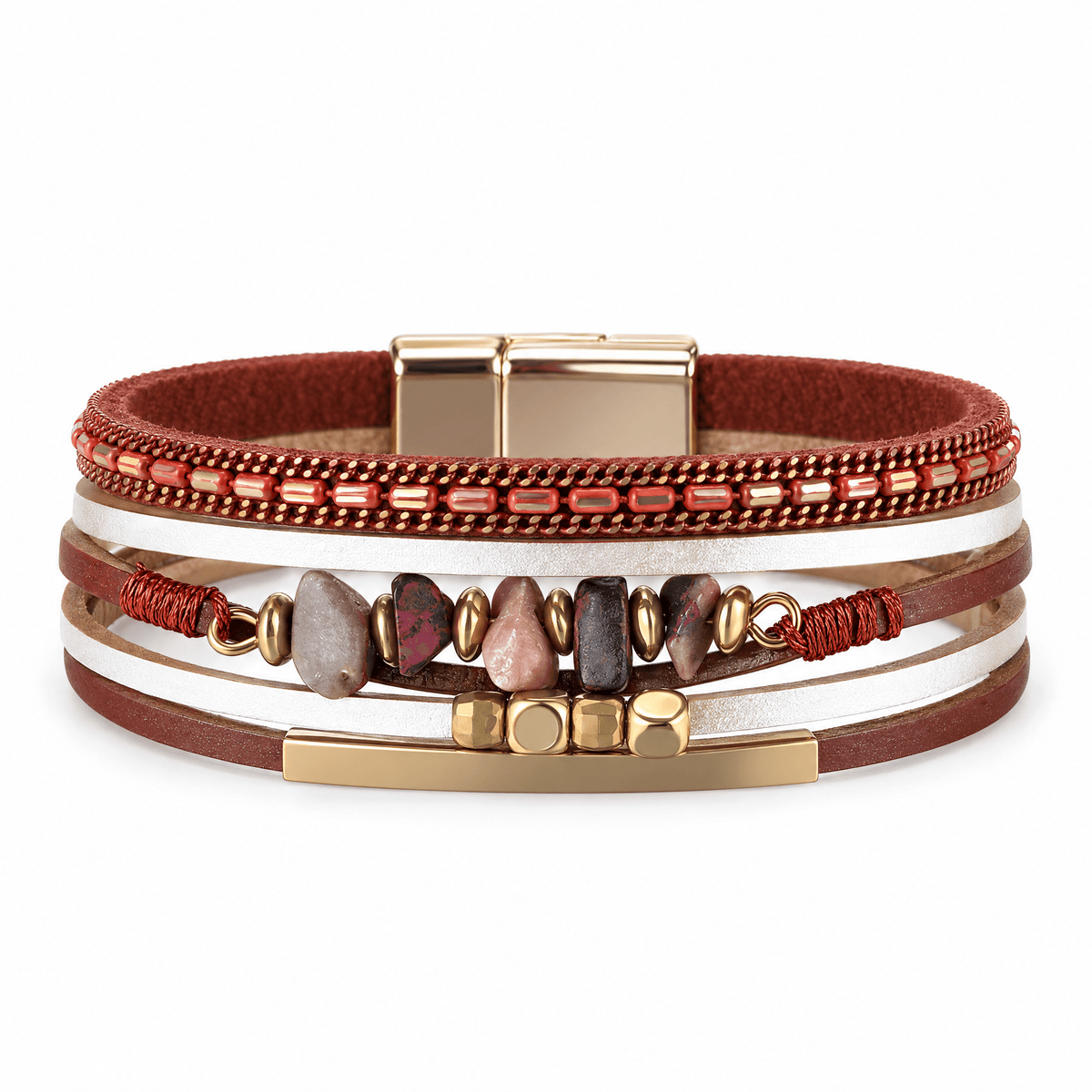 Bracelet Hailey Rouge posé de face sur fond blanc