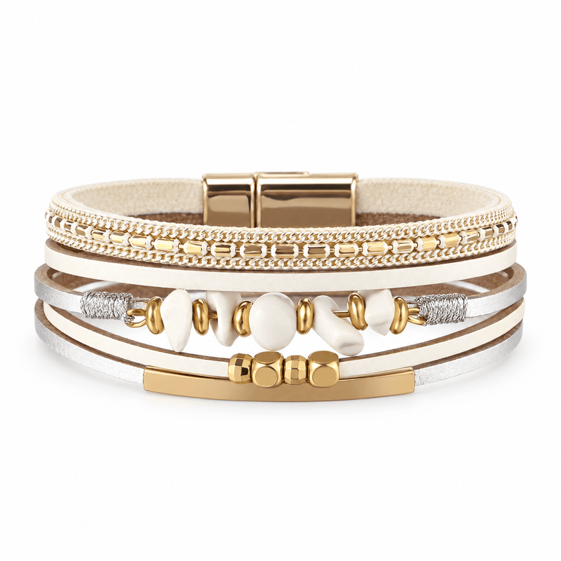 Bracelet Hailey Blanc posé de face sur fond blanc