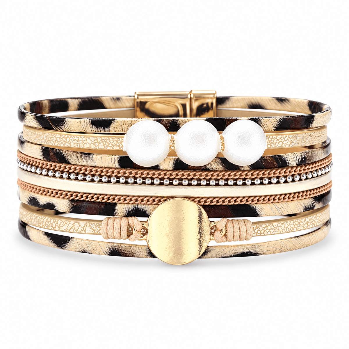 Packshot studio bracelet Saria Marron, vue de face sur fond blanc — 8 octobre 2026