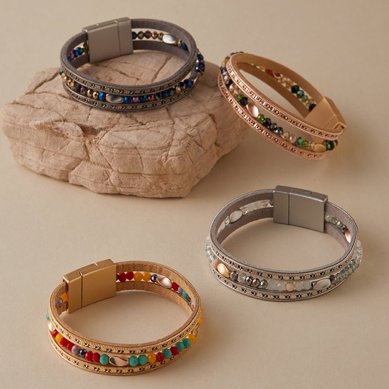 Bracelet multi - rangs, pierres de cristal scintillantes, pour femme, modèle Binou - La Boutique du Bracelet