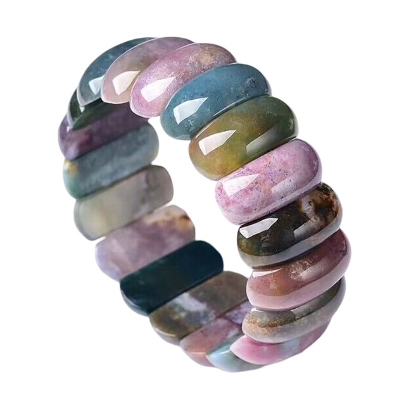 Bracelet naturel en pierres d'agate indienne, look coloré et estival, modèle Dermia - La Boutique du Bracelet