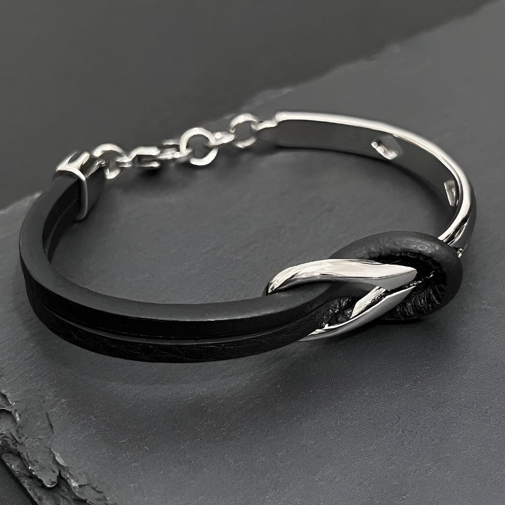 Bracelet nœud, en cuir et titane, pour homme, modèle Tadeo - La Boutique du Bracelet