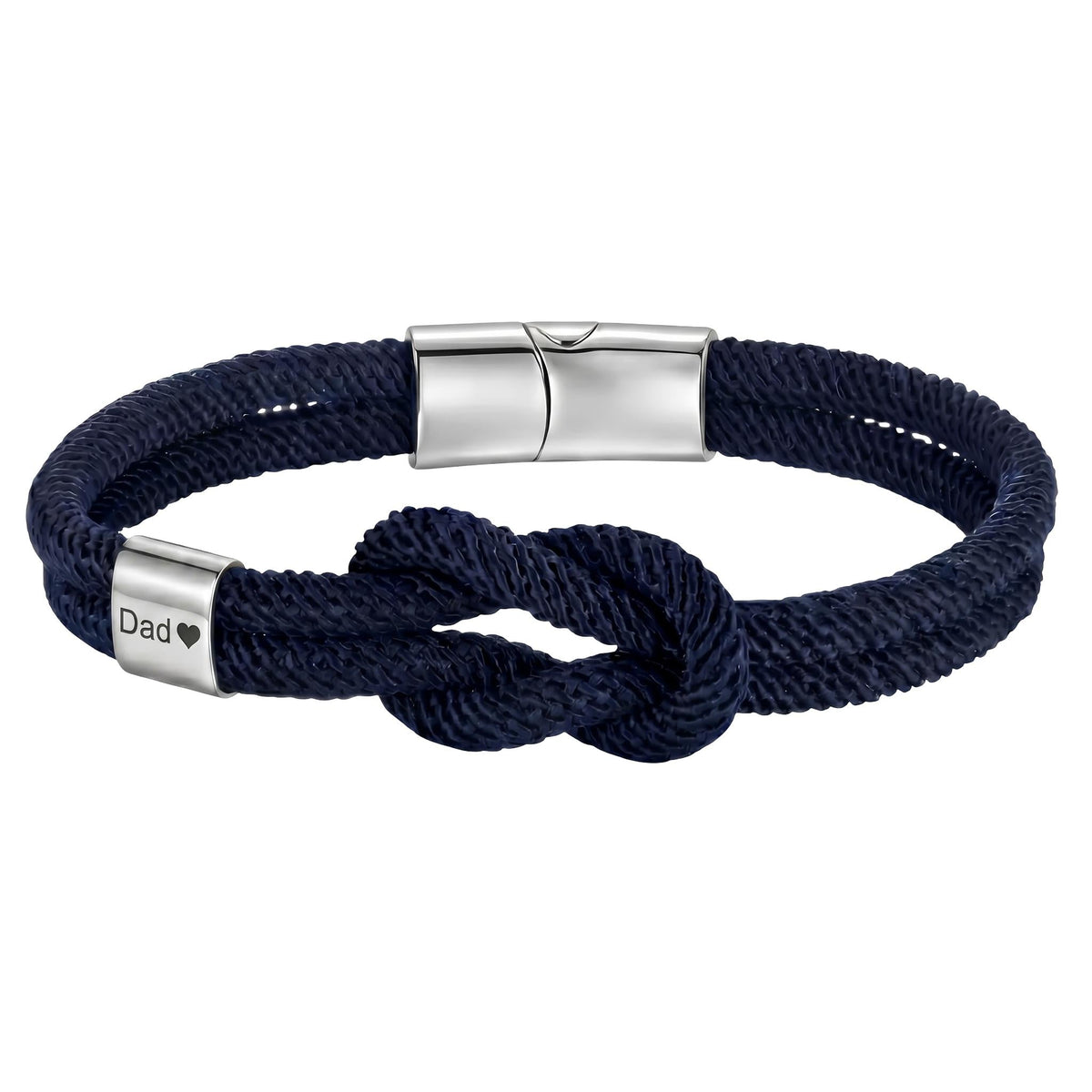 Marine knot nylon bracelet, stainless steel magnetic clasp, free personalized engraving, model Nono